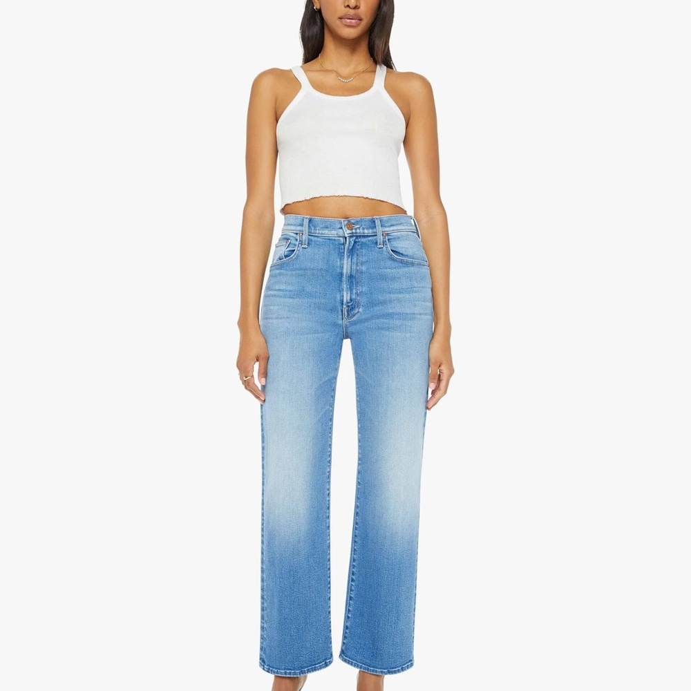 MOTHER Rambler Zip Flood. Out of the Blue Straight Leg Jeans